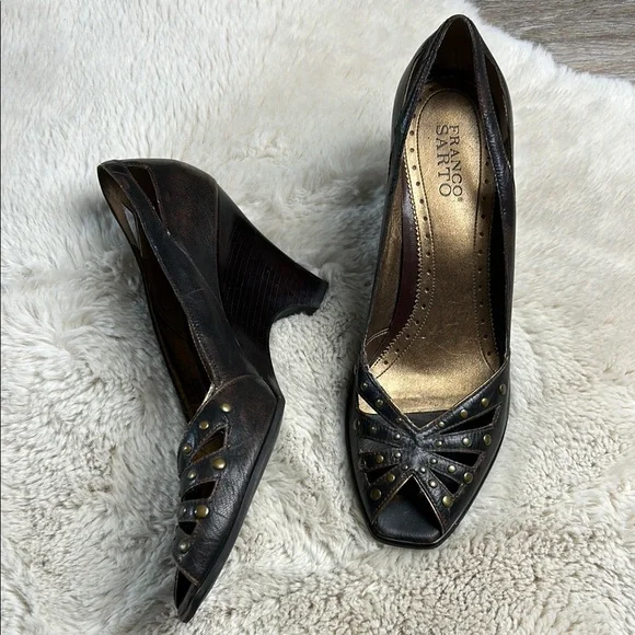Franco Sarto Black Leather Heels Size 11 Medium